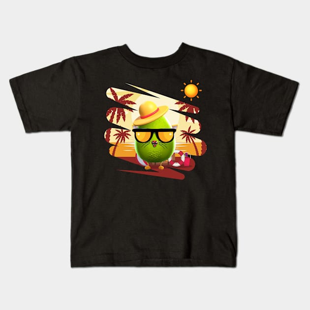 Funny Summer Avocato Cat Avocado Vegan And Cat Lover Kitten Kids T-Shirt by Adam4you